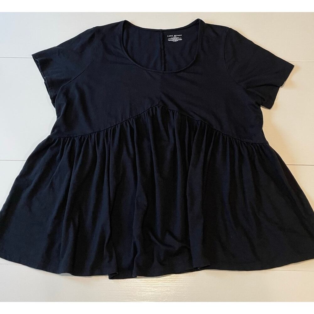 Lane Bryant Black Babydoll Top Sz 18/20 Short Sleeves Scoop Neck Casual Neutral - Picture 6 of 8